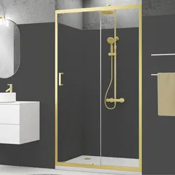 Walk-in-Dusche MARWELL "Golden Stage", gold (goldfarben), H:200cm T:120cm, Duschwände, Schiebetür mit Öffnungsbreite 49 cm, goldene Aluminiumprofile