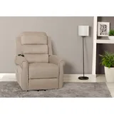 Mendler Fernsehsessel HWC-K63, Relaxsessel, Liegefunktion Aufstehhilfe Massage Heizfunktion, Stoff 220g/m2 Chenille ~ creme