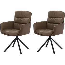 Jockenhöfer Gruppe Drehstuhl Audrey (Set, 2 St), Echtleder, inklusive Drehfunktion (360° drehbar), Materialmix braun