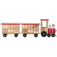 Bloomingville befüllbarer Adventskalender Grunk als Eisenbahn aus Holz, Weihnachtskalender X-Mas dänisches Design beige