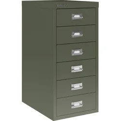 Bisley Multidrawer Schubladenschrank aus Metall mit 6 Schubladen DIN A4 ohne Sockel - Farbe: Olivgrün
