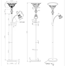 meine wunschleuchte Landhaus Deckenfluter 180,0cm 180cm braun