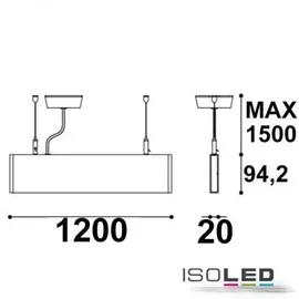 ISOLED LED Hängeleuchte Linear Up+Down 1200, 40W, prismatisch, linear-verbindbar, weiß, warmweiß