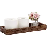 Sumnacon 40.6 cm Rattan Badezimmer Waschtisch Tablett – Dekoratives Weiden-Toiletten-Tablett für Papierhandtuch, Vintage-Aufbewahrungskorb für Badezimmer, Küche, WC-Tank, Tischregal, Braun