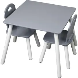 KESPER Kindertisch mit 2 Stühlen grau lackiert