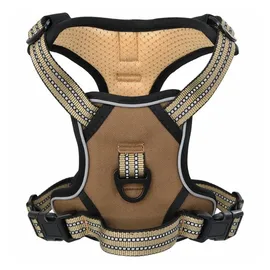vidaXL Hundegeschirr, Brustgeschirr mit 2 Schnellverschlüsse, Sicherheitsgeschirr Reflektierend Verstellbar, Haustiergeschirr, Braun S Polyester