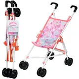 Zapf Creation 707487 Baby Annabell Active Stroller - Faltbarer Puppenwagen mit 3-Punkt-Gurt, 53 cm Griffhöhe in rosa.