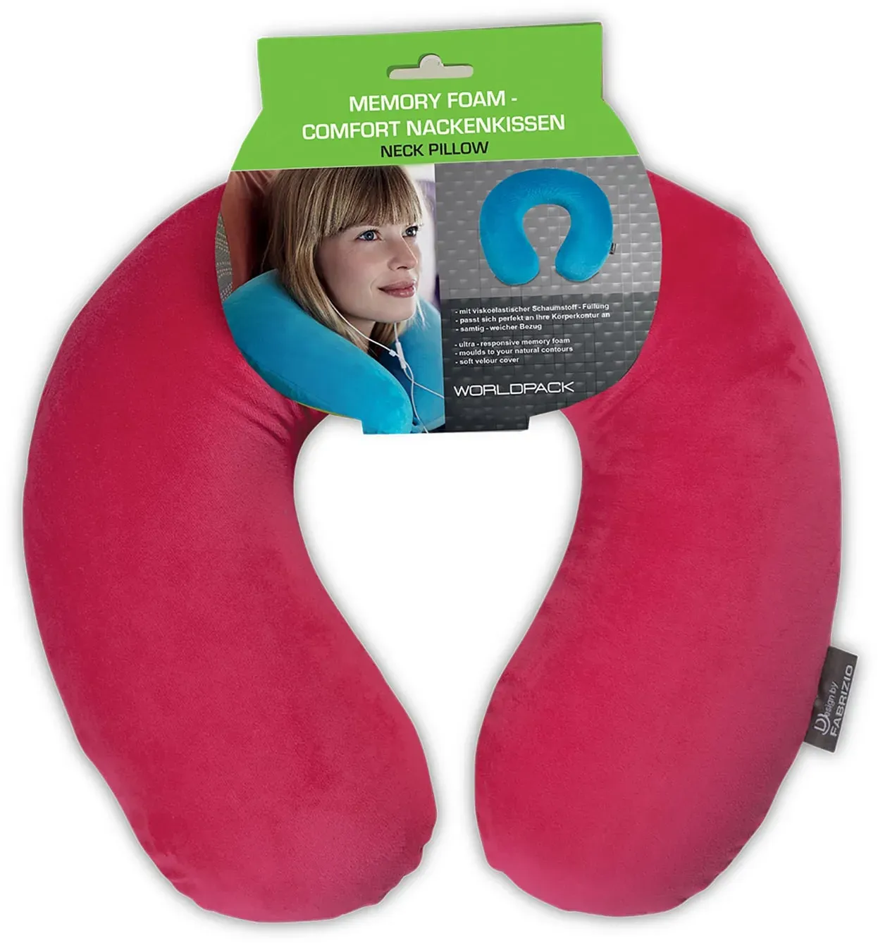 Worldpack Nackenkissen Memory Foam brombeer rot