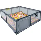 Relaxdays Laufstall Baby mit 50 Bällen, grau