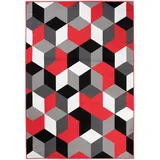 Mazovia Designteppich Modern Teppich Kurzflor Wohnzimmerteppich Robust und pflegeleicht GRAU, 160 x 230 cm, Fußbodenheizung, Allergiker geeignet, Farbecht, Pflegeleicht grau|rot 160 x 230 cm