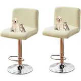 GUYIRT Stretch Barhocker Stuhlhussen Bezüge, Barhocker Bezug Husse Samt, Für Kurze Drehstuhl, Esszimmerstuhl, Barhocker, Stuhl (Beige,Satz von 2)