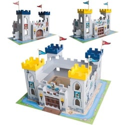 roba® Spielzeug-Ritterset Ritterburg, (3-tlg), Holzburg-Set, 2 Burgen steckbar zu einem großen Fort