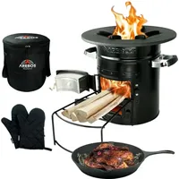 Arebos - Raketenofen inkl. Grillpfanne Dutch Oven bbq Rocket Stove Camping-Ofen Schwarz