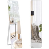 Costway 2 in 1 Ganzkörperspiegel Standspiegel und Wandspiegel mit Weiß Massivholzrahmen, Garderobenspiegel Flurspiegel Stand-Ankleidespiegel 160x37 cm für Ankleidezimmer, Wohnzimmer
