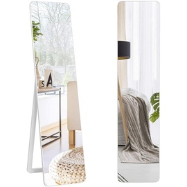 Costway 2 in 1 Ganzkörperspiegel Standspiegel und Wandspiegel mit Weiß Massivholzrahmen, Garderobenspiegel Flurspiegel Stand-Ankleidespiegel 160x37 cm für Ankleidezimmer, Wohnzimmer