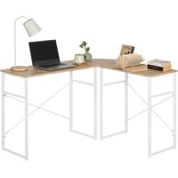WOLTU Schreibtisch L-Form Eckschreibtisch Winkelschreibtisch Computertisch Bürotisch Arbeitstisch, aus Holz und Stahl Holz Eiche