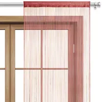 Wometo Fadenvorhang Türvorhang Fäden 90x245 dunkelrot rot - Stangendurchzug oekoTex kürzbar waschbar uni einfarbig in vielen bunten Farben