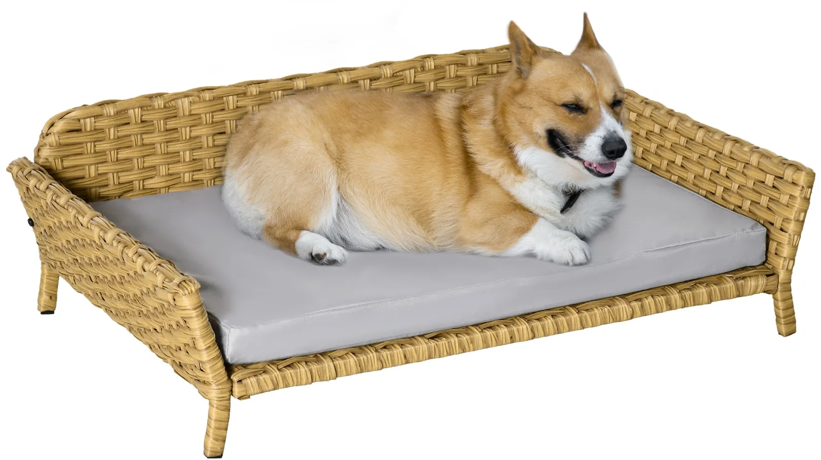 PawHut Rattan Hundesofa mit Rattan-Design natur 84B x 53T x 25H cm