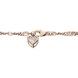 FIRETTI Fußkette mit Anhänger FIRETTI "Schmuck Geschenk Silber 925 Körperschmuck Herz+LIEBE Singapurkette", rosa (roségoldfarben, kristallweiß, kristallweiß), Fußketten, Damen, Silber 925 (Sterlingsilber), mit Zirkonia (synth.)