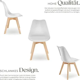 Tectake Esszimmerstuhl Frederikke Textil weiß 6er Set