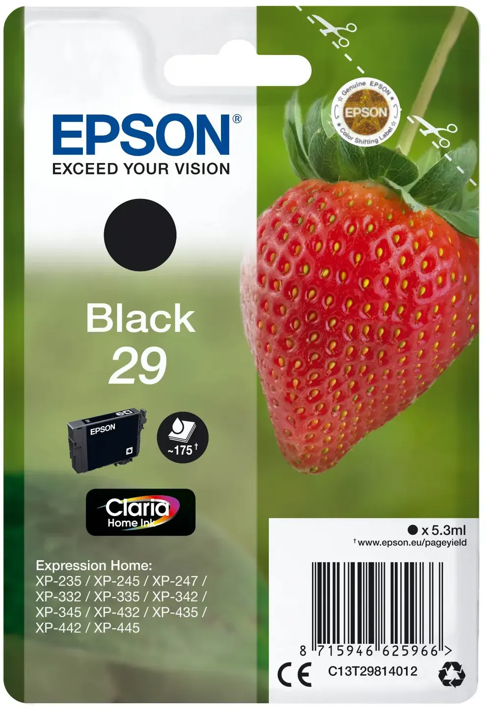 Epson 29 / T2981 / C13T29814012 / C13T29814022 Tinte schwarz