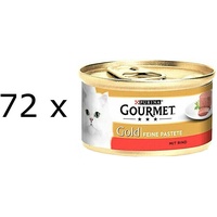 (€ 9,01/kg) Purina Gourmet Gold Feine Pastete Rind Katzenfutter Mousse 72x 85 g