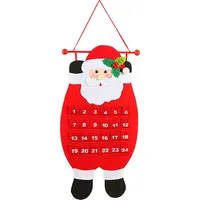 Weihnachts-Adventskalender, Rentier, Weihnachtsmann, Schneemann, zum Aufhängen, Countdown-Kalender aus Filz mit 24 Taschen für Wand- und Türdeko...