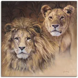 Wandbild ARTLAND "Löwen", braun (farbe bild(er): braun), B:100cm H:100cm, Bilder, als Alubild, Outdoorbild, Leinwandbild, Poster, Wandaufkleber