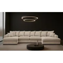 kaiser möbel Ecksofa mit schlaffunktion und bettkasten, Sofa U-form, Couch U-form Gabon stoff Zoom Creme - Creme