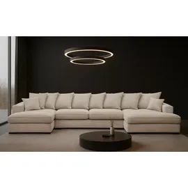 kaiser möbel Ecksofa mit schlaffunktion und bettkasten, Sofa U-form, Couch U-form Gabon stoff Zoom Creme - Creme