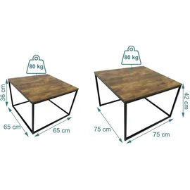 Relaxdays Beistelltisch Braun Schwarz Metall 75 x 42 cm