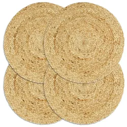 vidaXL Tischsets 4 Stk. Uni Natur 38 cm Rund Jute