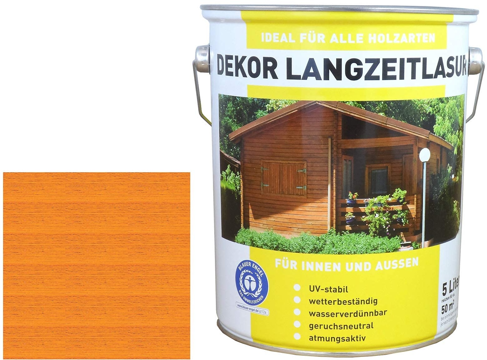 5 Liter Premium Holzlasur LF | Holzschutzlasur | Feuchteschutz | Teak | made by Wilckens