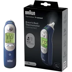 Fieberthermometer BRAUN "ThermoScan 7+ connect Ohrthermometer IRT6575NWE", blau, TemperaturmessgeräteB:6cm H:15cm T:4cm, Kunststoff, Für alle Altersgruppen geeignet, einschließlich Neugeborene, Bluetooth, B:6cm H:15cm T:4cm