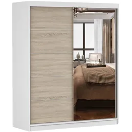 fabryka mebli idźczak Schwebetürenschrank Bono 160 x 195 x 61 cm Weiß/Sonoma