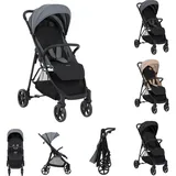 KIKKABOO Kinderwagen, Buggy Alexa 22 kg faltbar, Rückenlehne verstellbar, Gurt grau
