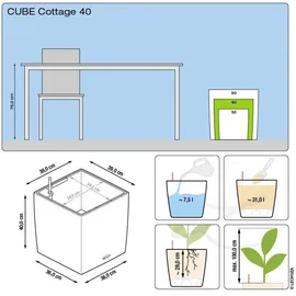 LECHUZA Cube Cottage 40 Komplettset 40 x 40 x 40 cm mokka