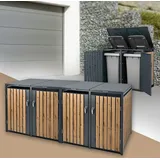 ML-Design Mülltonnenbox 4er 264 x 80 x 116,3 cm anthrazit-holzoptik