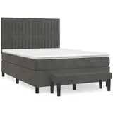 vidaXL Boxspringbett mit Matratze Dunkelgrau 140x200 cm Samt