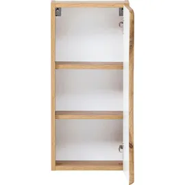 WELLTIME Hängeschrank "Stubach", braun (wotaneiche), B:30cm H:64cm T:20cm, MDF, Schränke, Bad-Hängeschrank, Tür mit Baumkante