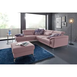 sit&more Ecksofa SIT & MORE "Percy L-Form", rosa (altrosa), B:270cm T:235cm, Sofas, Ecksofa, 12 cm Fußhöhe, Sitztiefenverstellung, wahlweise in 2 Fußfarben