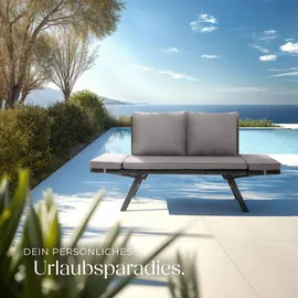 Tectake Sintra Rattan-Loungesofa hellgrau/schwarz