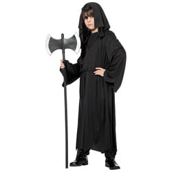 Wilbers Monster-Kostüm Totengräber Kostüm Kinderkostüm – Schwarzer Tod-Robe mit Schnur Gr. 116 – 164cm schwarz 128cm-128cm
