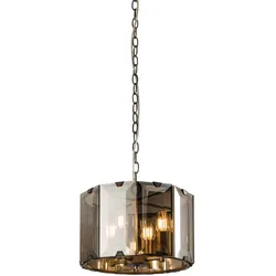 Hängeleuchte Clooney | 4-flammig | 40W E14 | Metall/Glas | Schiefergrau glänzend/Rauchglas
