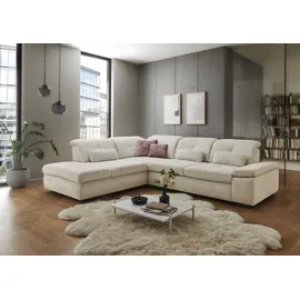 die planbar Ecksofa DIE PLANBAR "MP-IN16012 L-Form mit Federkern-Polsterung", beige (natur), B:312cm H:85cm T:260cm, 85% Polyester;15% Nylon, Sofas, Ecksofa, inkl. Sitztiefenverstellung, optional mit Funktionen