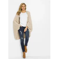 bonprix Strickponcho aus Feinstrick Beige