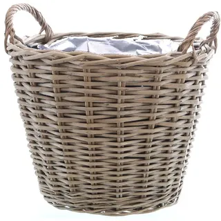 Weide Pflanzkorb mit Henkel grau - 3 Größen - Blumen Korb Topf Pflanzen Ständer