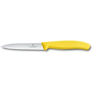 Gemüsemesser mit Wellenschliff, 10cm gelb
