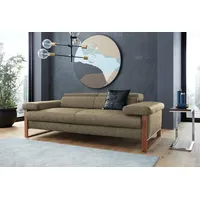 W.SCHILLIG 2-Sitzer finn wahlw. mit Sitztiefenverstellung & Kopfstützenverstellung, bequem, German Design Award 2016, Fußgestell Nussbaum natur, Breite 210 cm grau