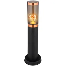 Standleuchte Stehlampe Außenbeleuchtung Sockelleuchte rauch Kupfer Außen Garten Stehlampe, Edelstahl Kunststoff, 1x E27, DxH 7,6x45 cm